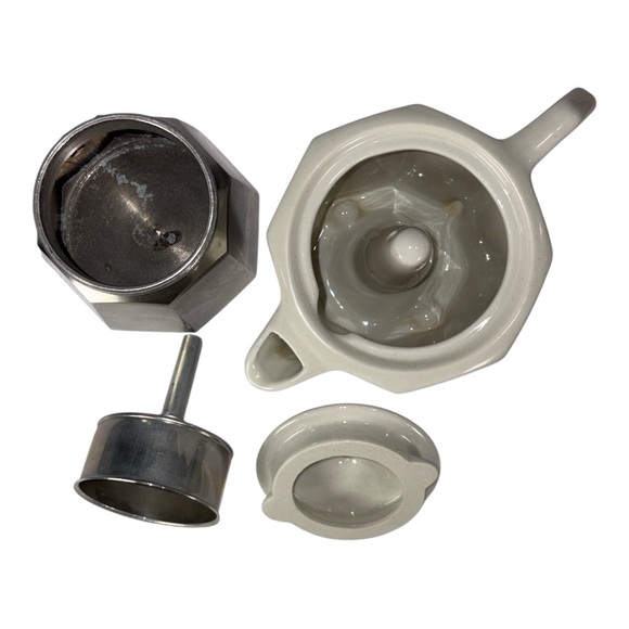 Vintage Flory Express Large Porcelain Italian Coffee Maker Espresso Moka Pot - Picture 6 of 10